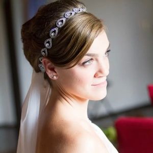 Cordelia Vintage glamour crystal rhinestone and silk headpiece or sash